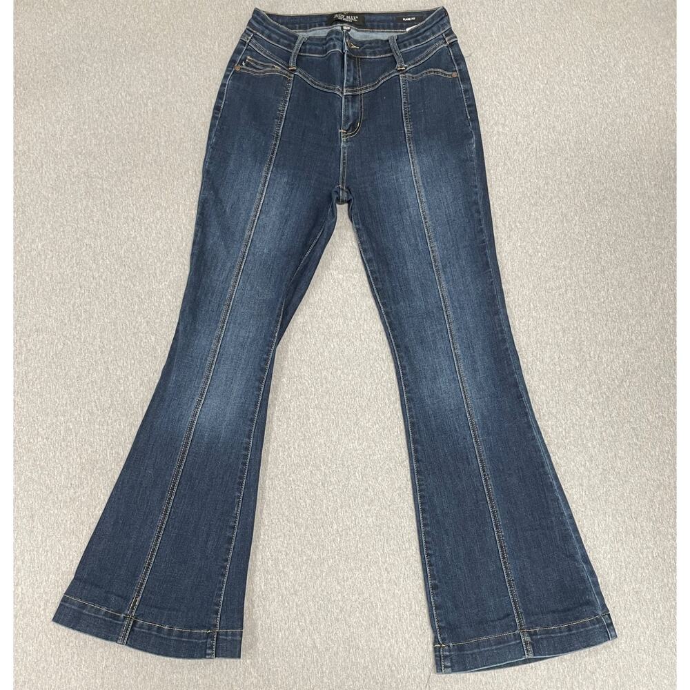 Judy Blue Jeans Womens 9/29 Blue Denim Cotton Blend Stretch Flare Fit
